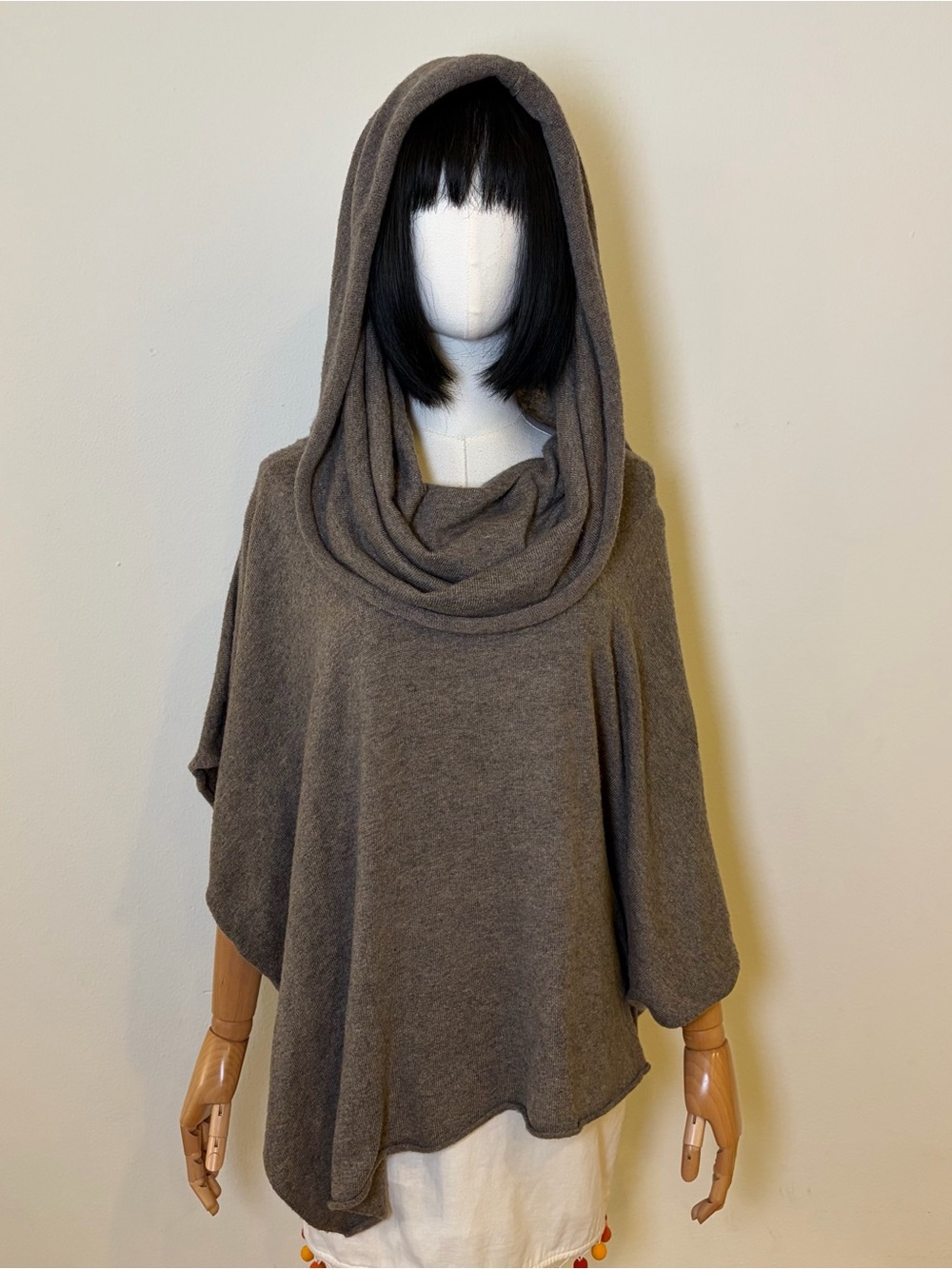 Lovestitch Wool & Angora Blend Cowl Neck Poncho OS